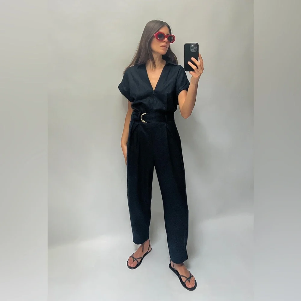 ZARA BLOGGERS’ FAVORITE BELTED LINEN BLEND JUMPSUIT